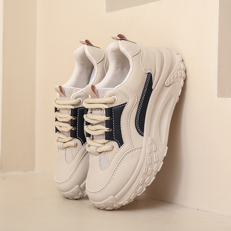Ddmysports Autumn Little White Shoes New Korean Edition Instagram Sports Running Female Students Thick Sole Eightening Leisure Street Shoot JC OUTDOOR