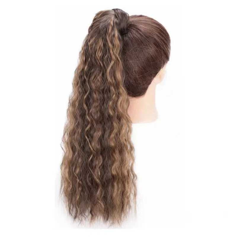 Synthetic fiber corn perm hair extension ponytail W240817