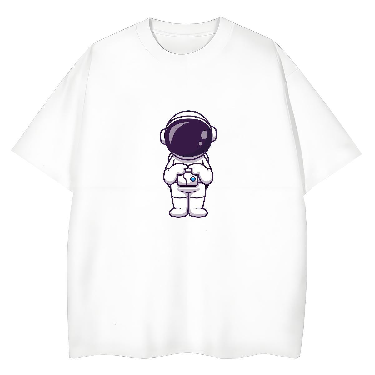 Classic Couples T Shirts Hip Hop O Neck Short Sleeves Polos Popular 100% Cotton 230g spaceman Plus Size Cartoon T-Shirts