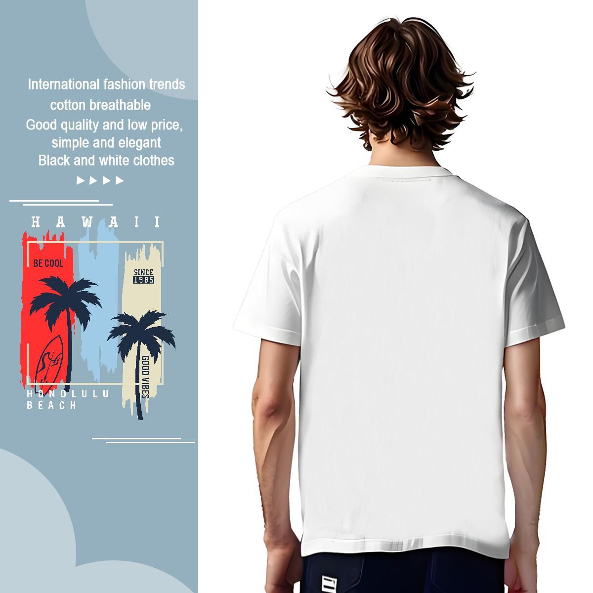 Free Shipping tree 230g Pure Cotton Men Clothes T-Shirt Street Casual Round Neck Short Sleeve T Shirt For Man Designer Fashion Graphic Tops Tees