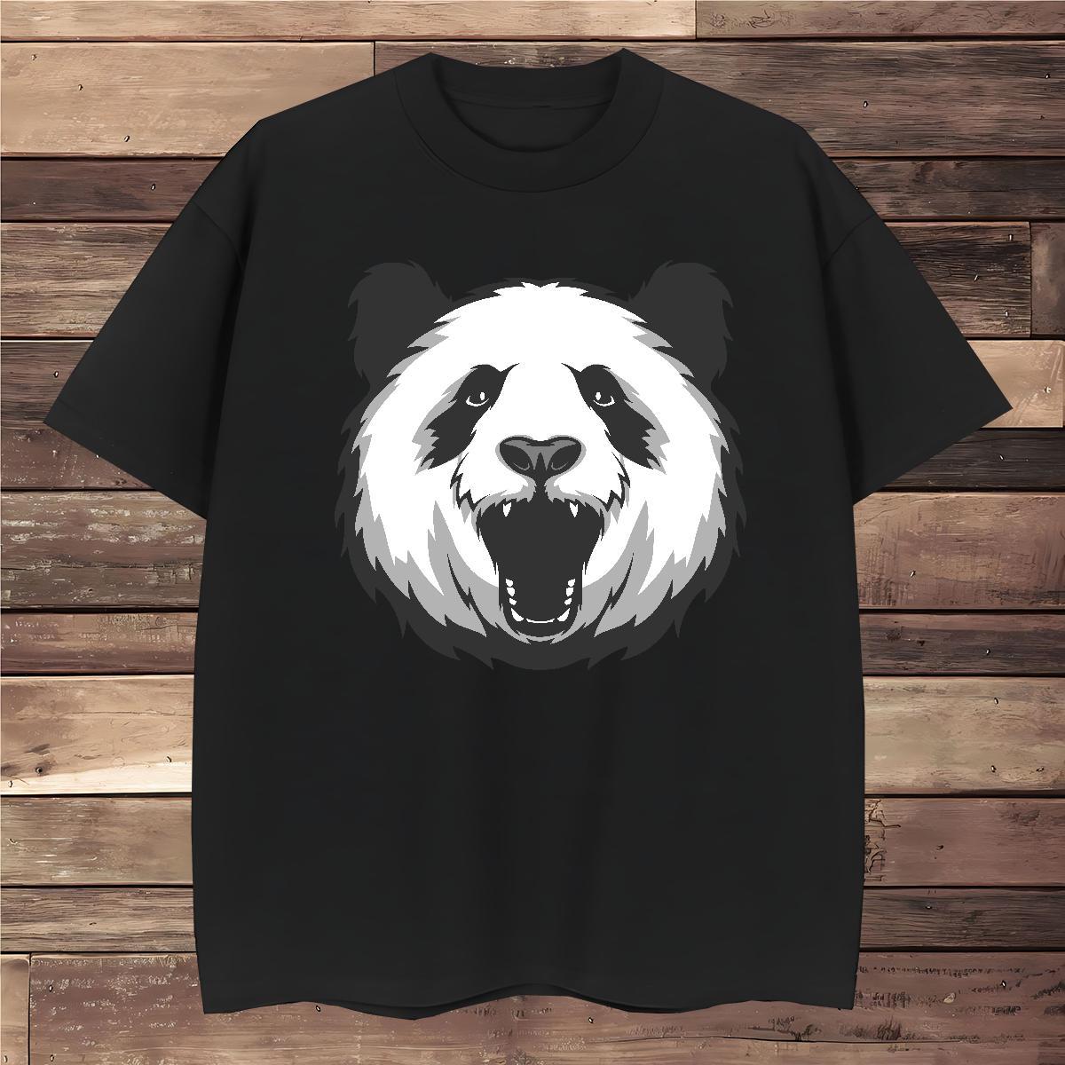 TOP Quality T shirt panda Breathable Short Sleeve Casual Daily Wear Cartoon Printing L-4XL 230g 100% Cotton Men Tees DIY Customized Tops
