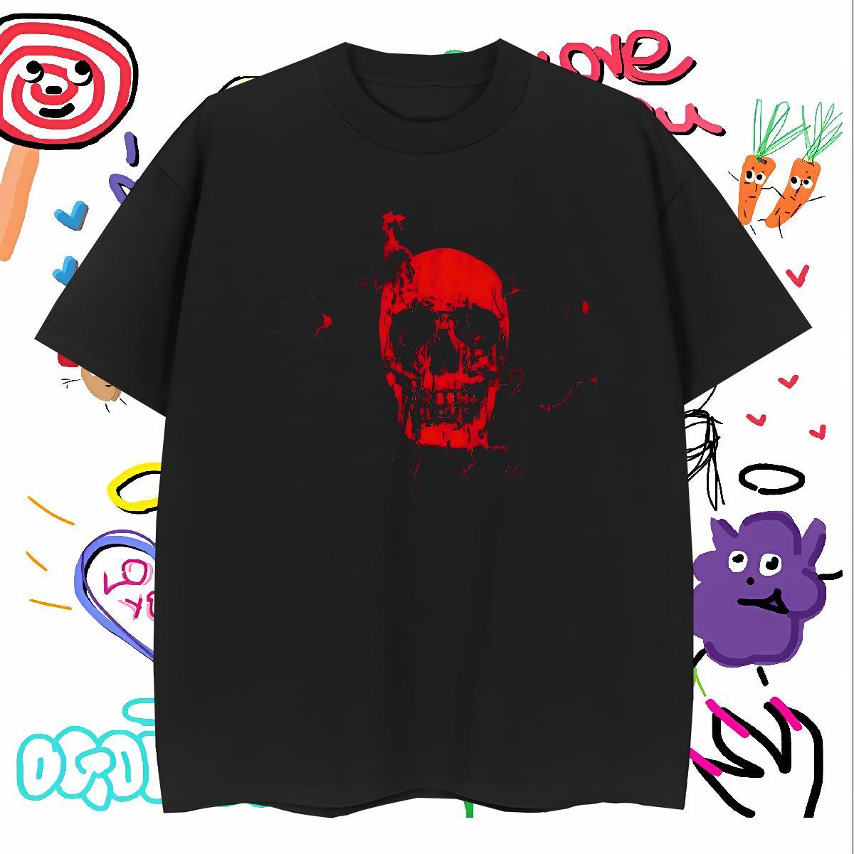 T shirt 230g 100% Cotton skull Daily Wear Pure Cotton DIY Printed Men Clothes T-Shirt Classic Comfortable Tops Shirt