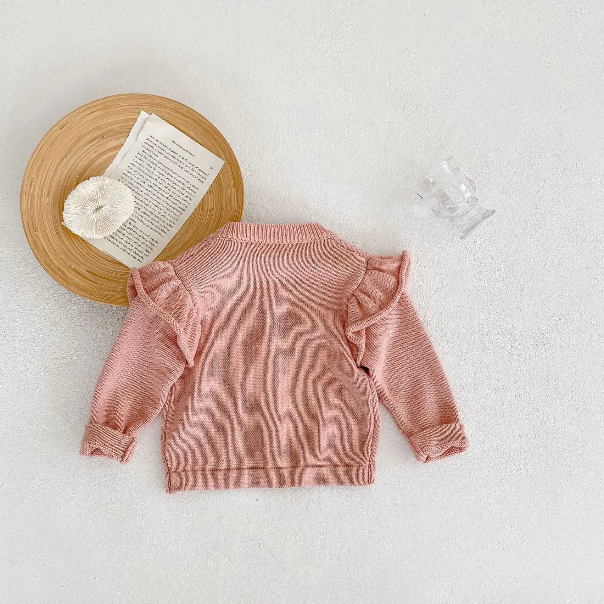 Instagram Autumn/Winter New Womens Fashion Sweater Baby Girl Childrens Coat Flying Sleeves Knitted Cardigan Cotton Versatile SXJ240819