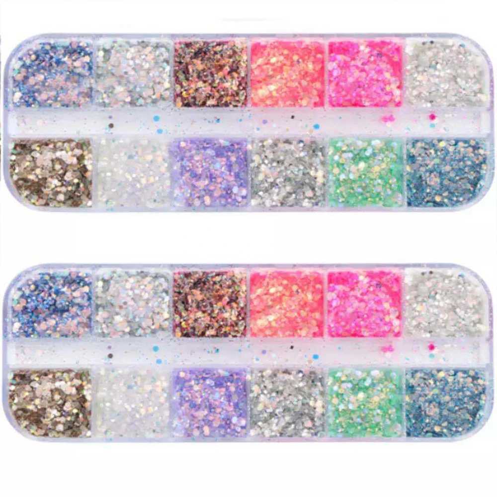 Mermad Iridescent Hexagon Nail Art Glitter Christmas Sequins Holographic Spangles Flakes Nail Art Powder Gel Polish DecorationXJ240815