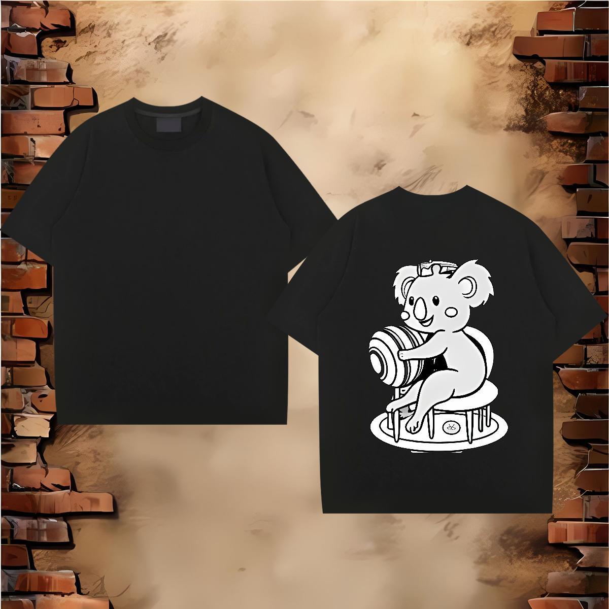 Customized Men Tshirts bear Casual Beach 230g Pure Cotton Tees Short Sleeve O-Neck Loose Man T Shirts White Plus Size