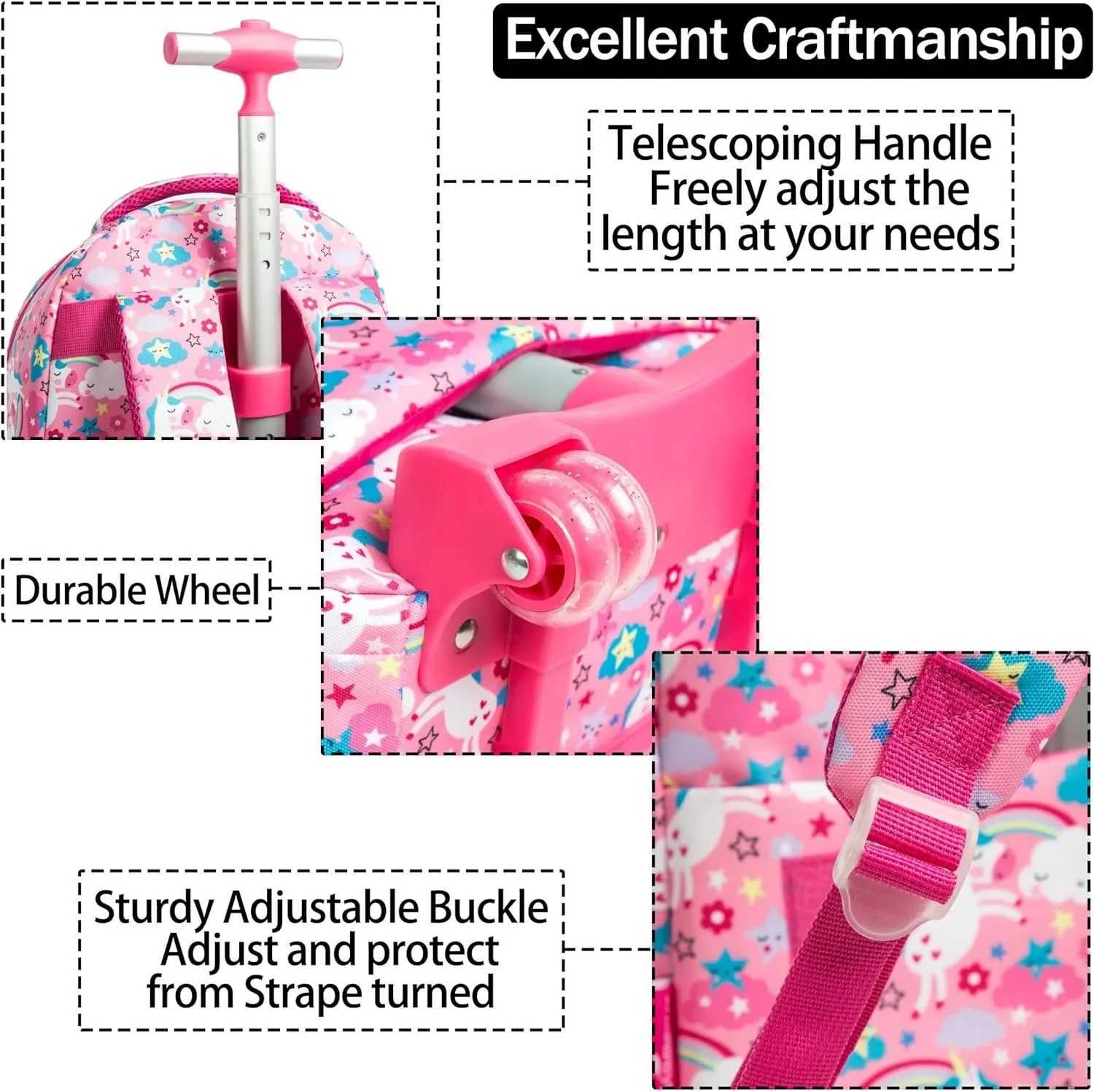 Girls School Backpack Child Wheeled Bag Set for Boys Roller Bag Rolling Luggage School Trolley Backpack with Lunch Bag Insulated Y240820