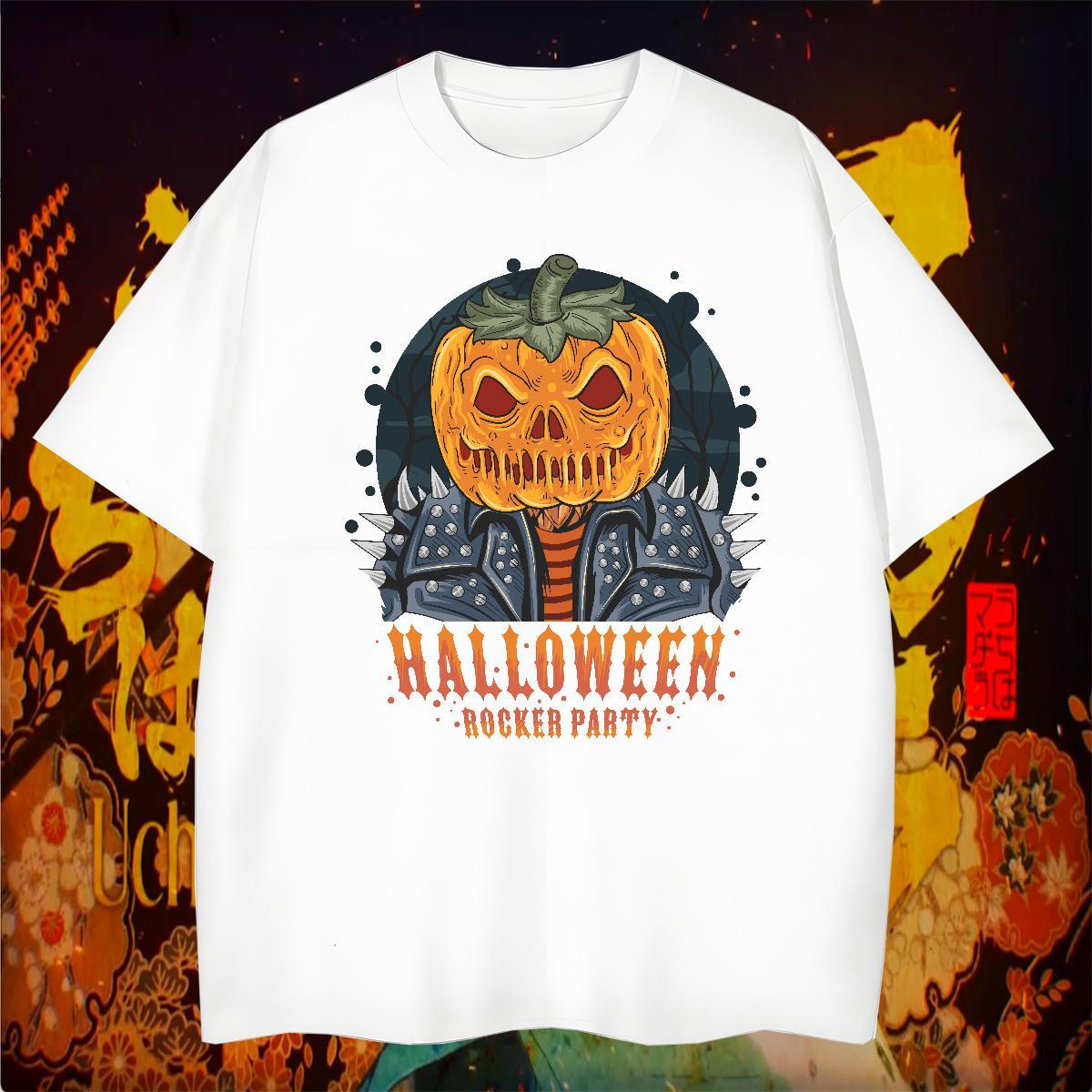 2024 New Tshirts halloween High Street Hip Hop 230g 100% Cotton Tees Shirts Breathable Crew Neck Classic T Shirt For Man Custom Cartoon