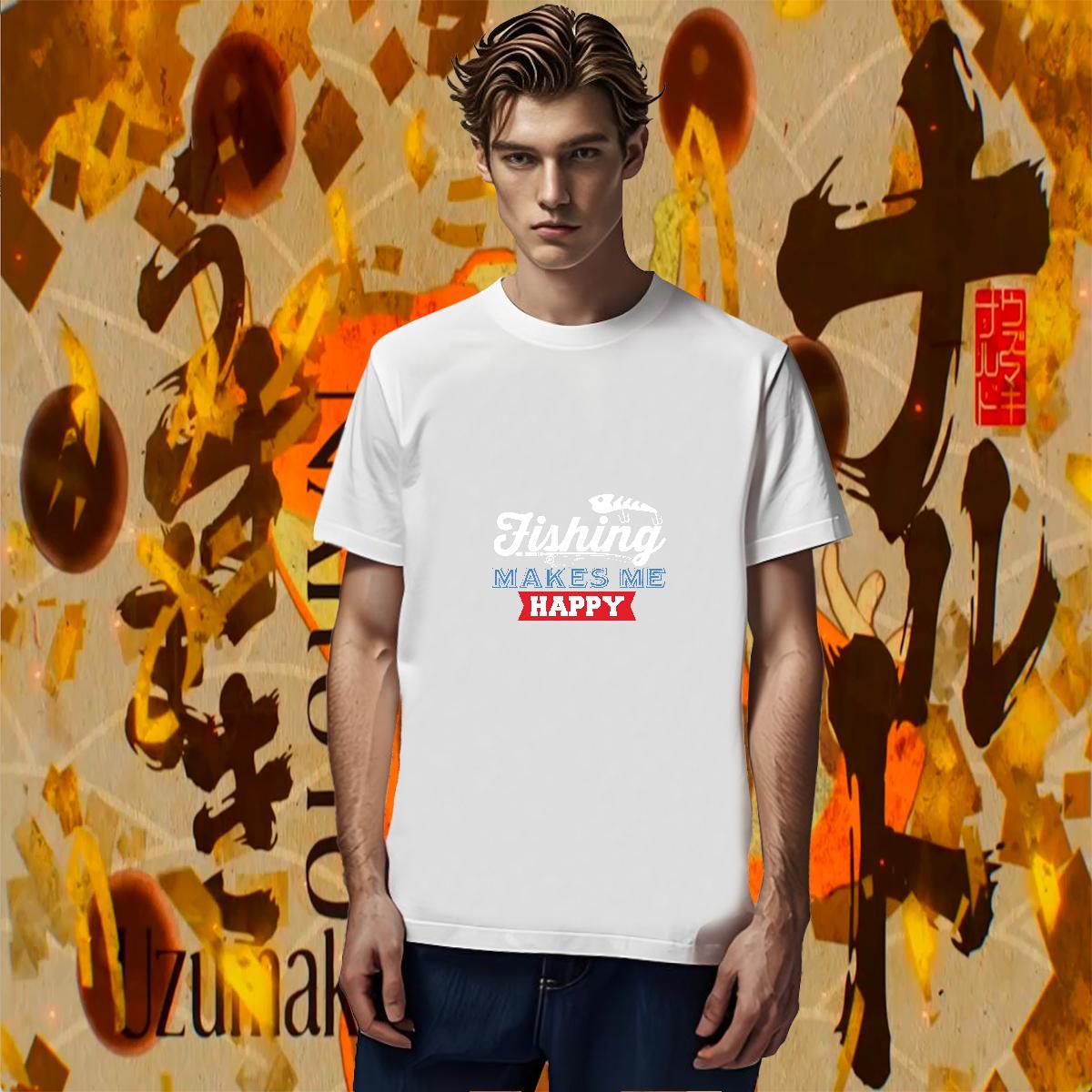 Free Shipping Men Tshirts Hip Hop Street 100% Cotton 230g Custom Anime Round Neck Short Sleeve fish T Shirts Men Fashion Design Clothings