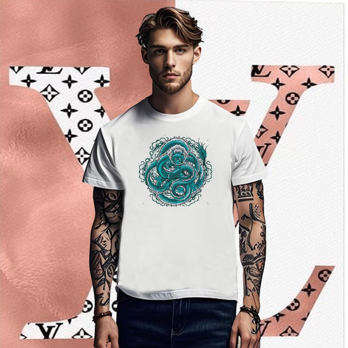Men T Shirts 100% Cotton 230g dragon Daily Wear Breathable Plus Size Cartoon Tshirts DIY Customized High Quality Tees