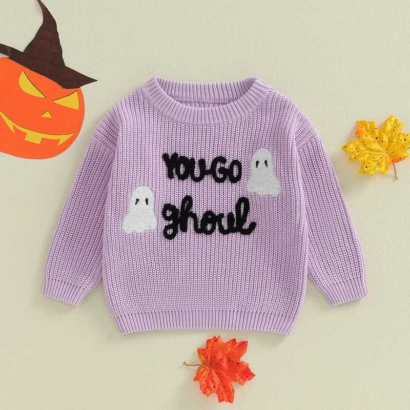 Citgeett Autumn Halloween Kids Baby Girl Sweater Letters Embroidery Warm Knitted Long Sleeve Pullover Knitwear ClothesXJ240819