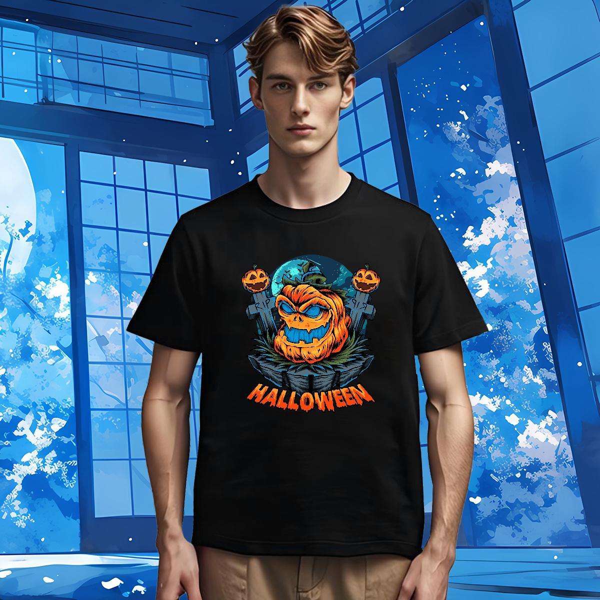 DIY Couples T Shirts halloween Hip Hop 230g Pure Cotton Clothings Short Sleeve Soft Classic T-Shirts Anime