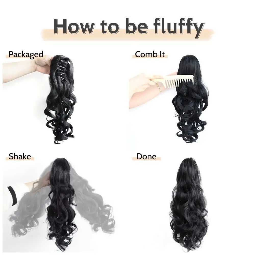 Wave synthetic fake hair clip in ponytail wig ponytail curled daily hair piece suitable for women with light brown or multi-color options W240817