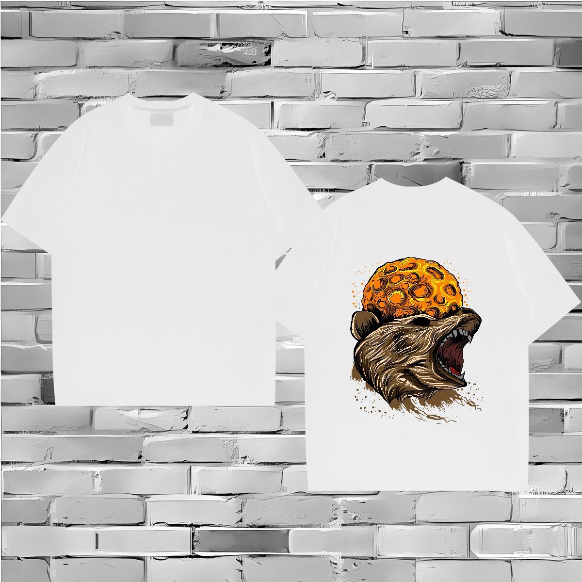 New Couples T Shirts cool Casual Beach 230g Pure Cotton Tshirts Breathable Loose T Shirt For Man Cartoon Printing L-4XL