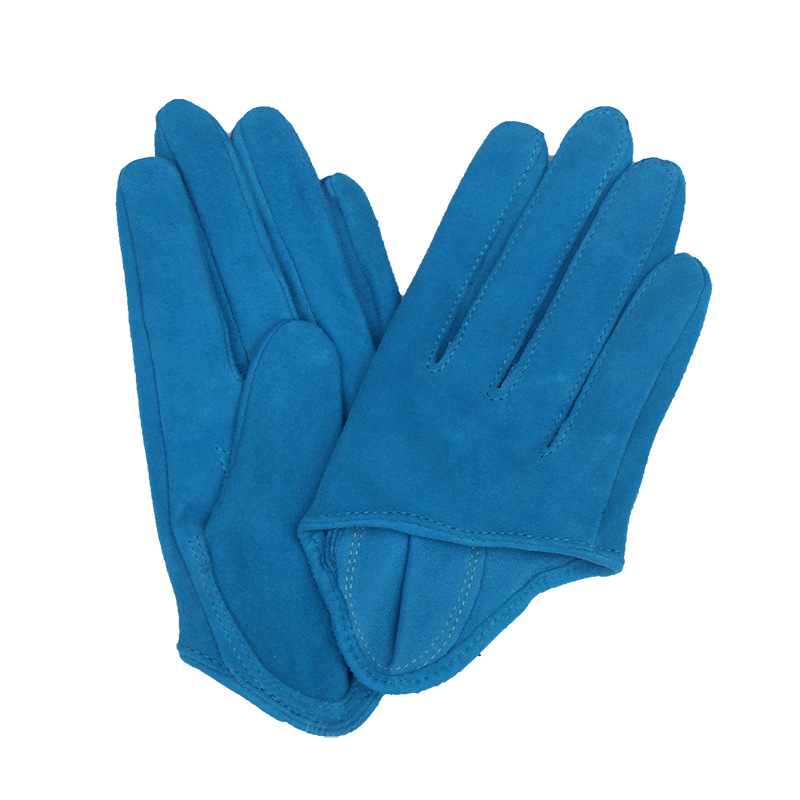 Women's Suede Leather Gloves with Half Palm Design - Super Soft Sheepskin Material