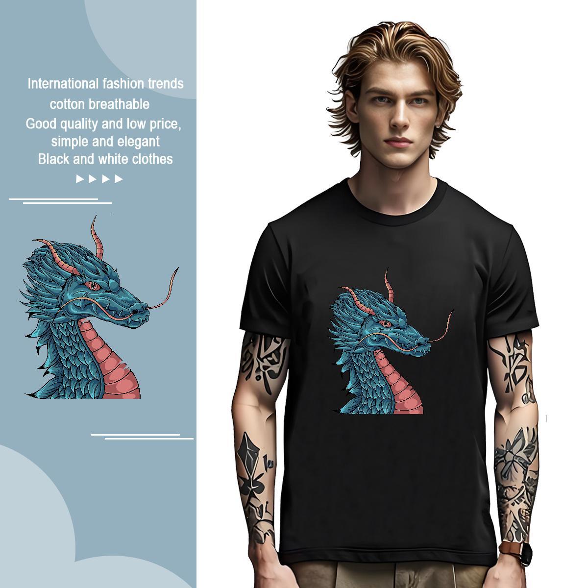 Popular dragon Man T Shirts Home Outdoor Couples T Shirts 230g Cotton Wholesale Crew Neck Oversized Tops Shirt