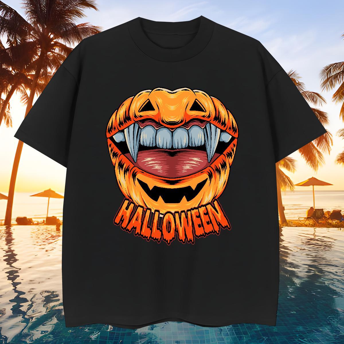 High Quality T Shirts Men halloween Crew Neck Breathable Summer Casual Cartoon Print 230g 100% Cotton Tshirt for Man Woman DIY Customized Wear