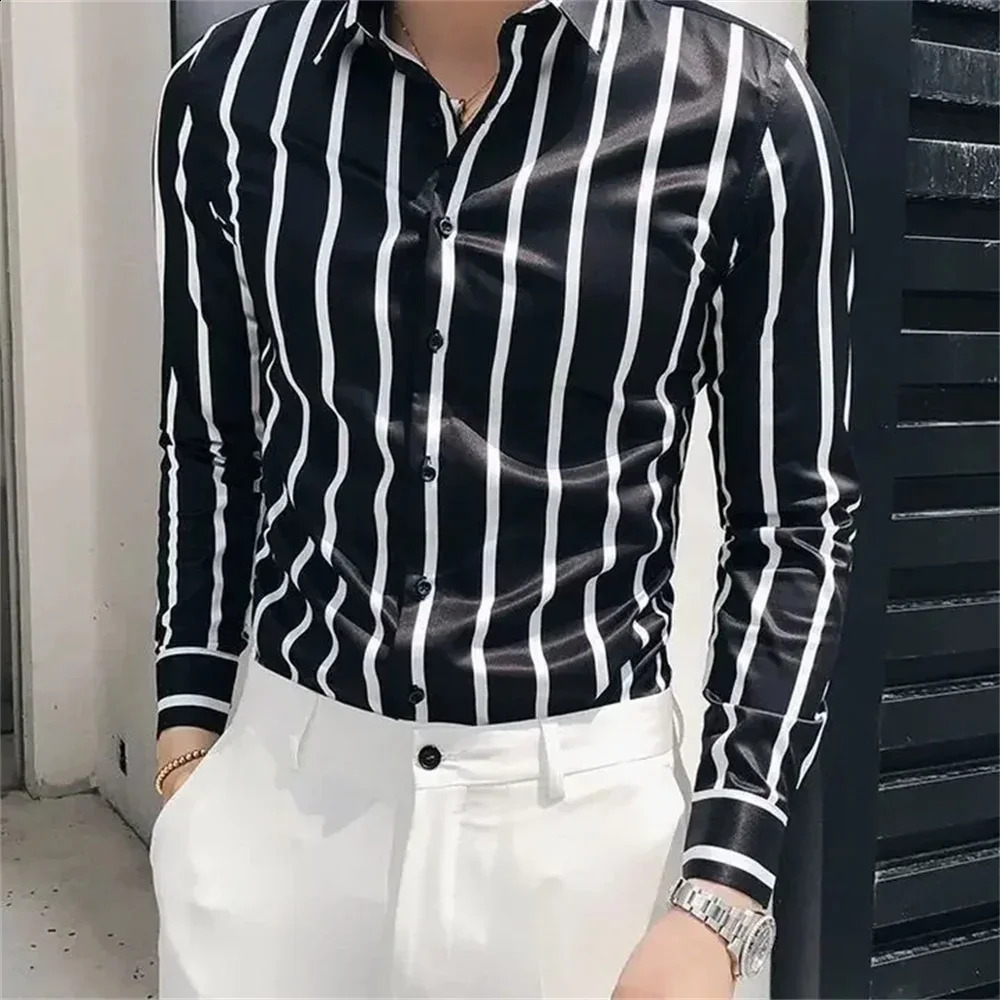 Mens Shirts Formal Loose Men Striped Office Solid Shirts Promotion Elegant Slim Shirts Fast XS-6XL 240820