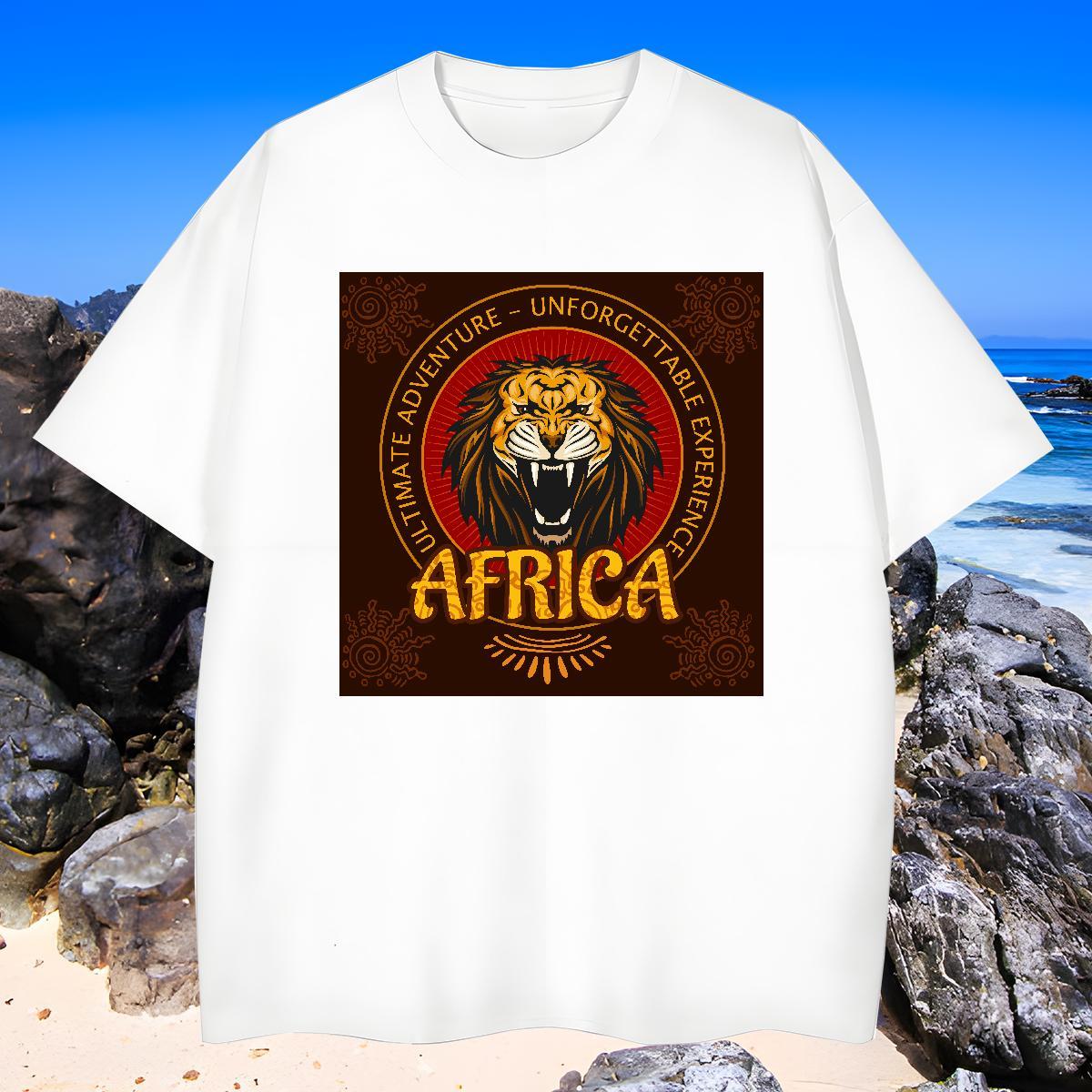 Popular Mens T Shirts lion Round Neck Short Sleeve Street Custom Cartoon 230g Pure Cotton Couples T Shirts Classic Casual Tops Tees