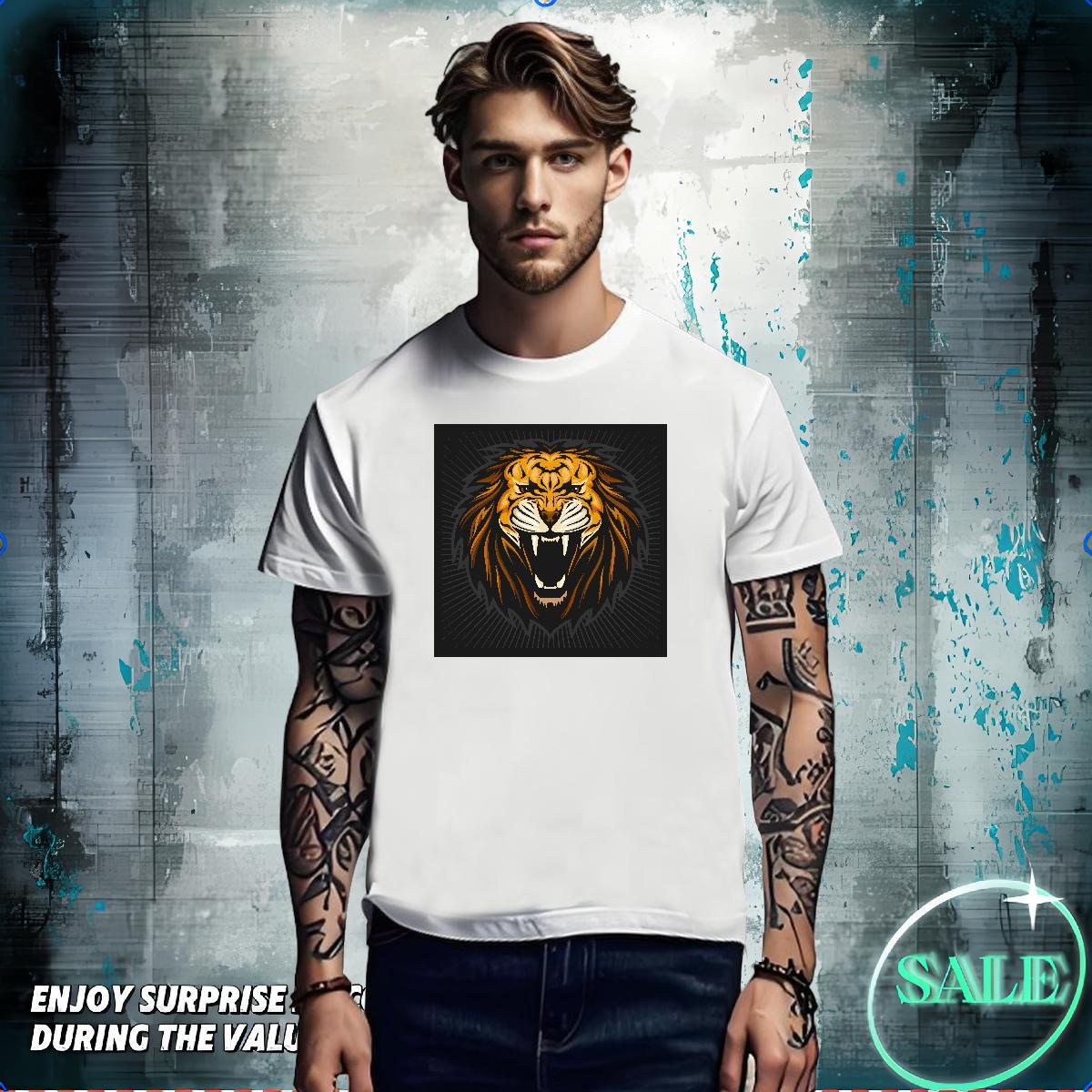 Fashion New Tshirt for Man Woman lion High Street Hip Hop 230g Pure Cotton Clothes Breathable Short Sleeve Unisex T shirt Oversized