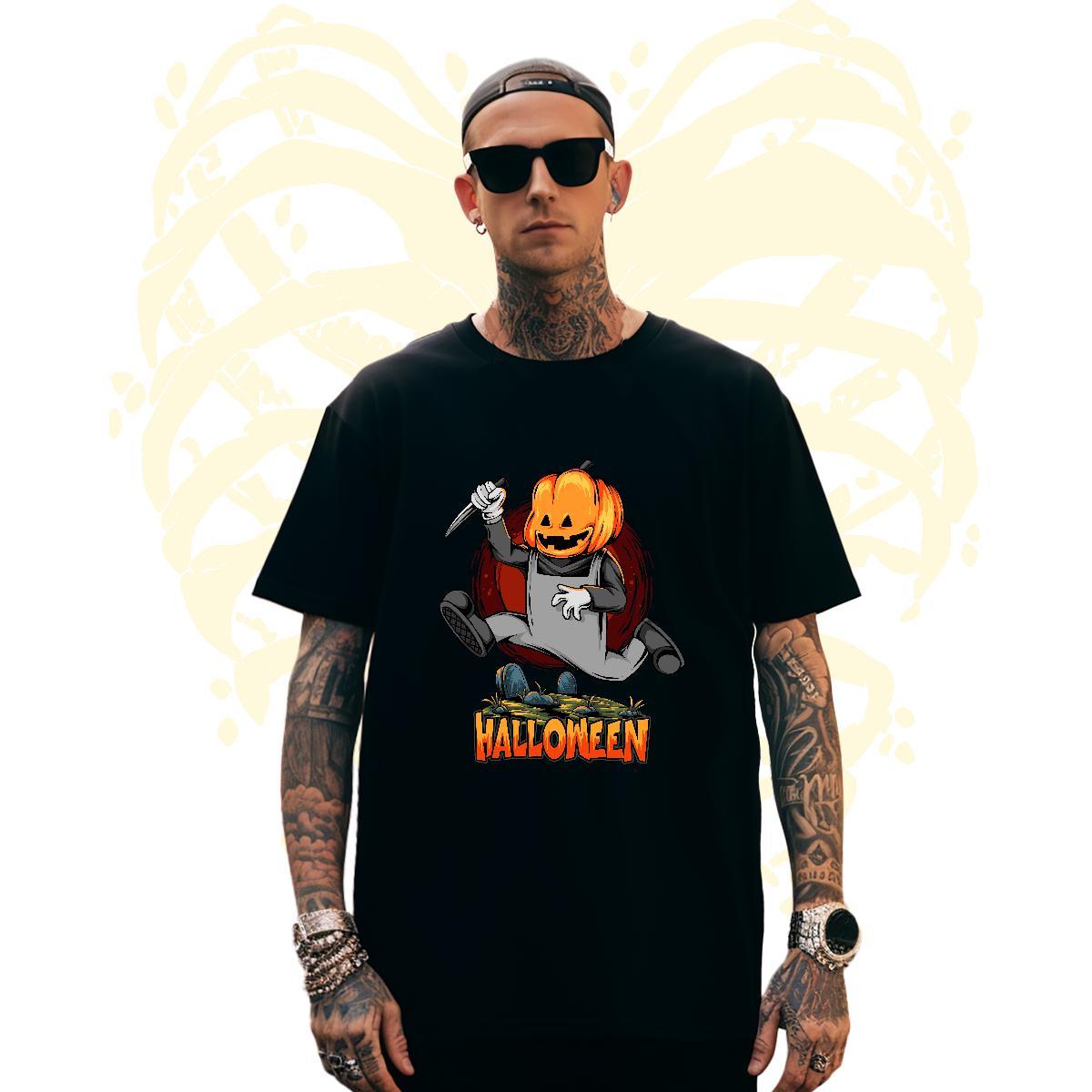 Designer Mens T Shirts pumpkin O-Neck Short Sleeve Street Wear Black Oversized 230g Cotton Couples T Shirts 2024 Tee Shirt