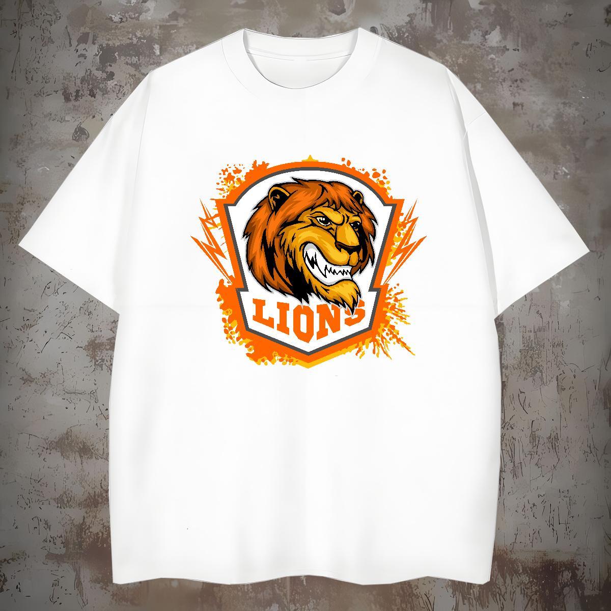 Mens T Shirts 230g Cotton lion Daily Outfit Breathable Soft Floral Print Men Tshirts New TOP Quality Top Tees