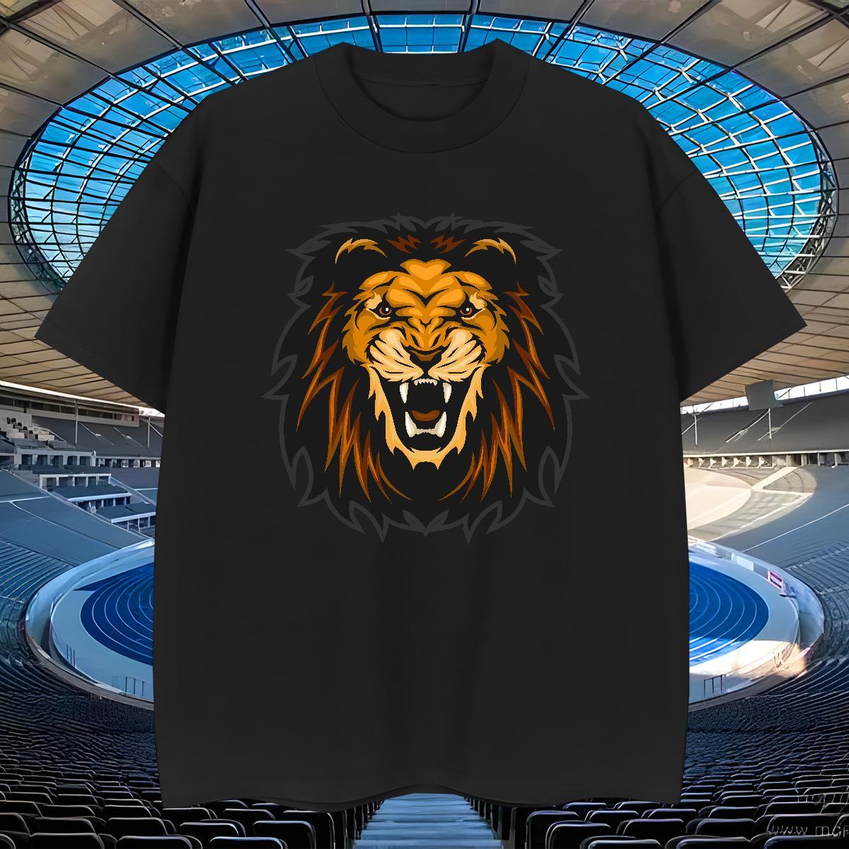 Soft T shirt lion O Neck Short Sleeves Street Cartoon Print 230g 100% Cotton Tshirt for Man Woman Fashion Designer Tee Shirt