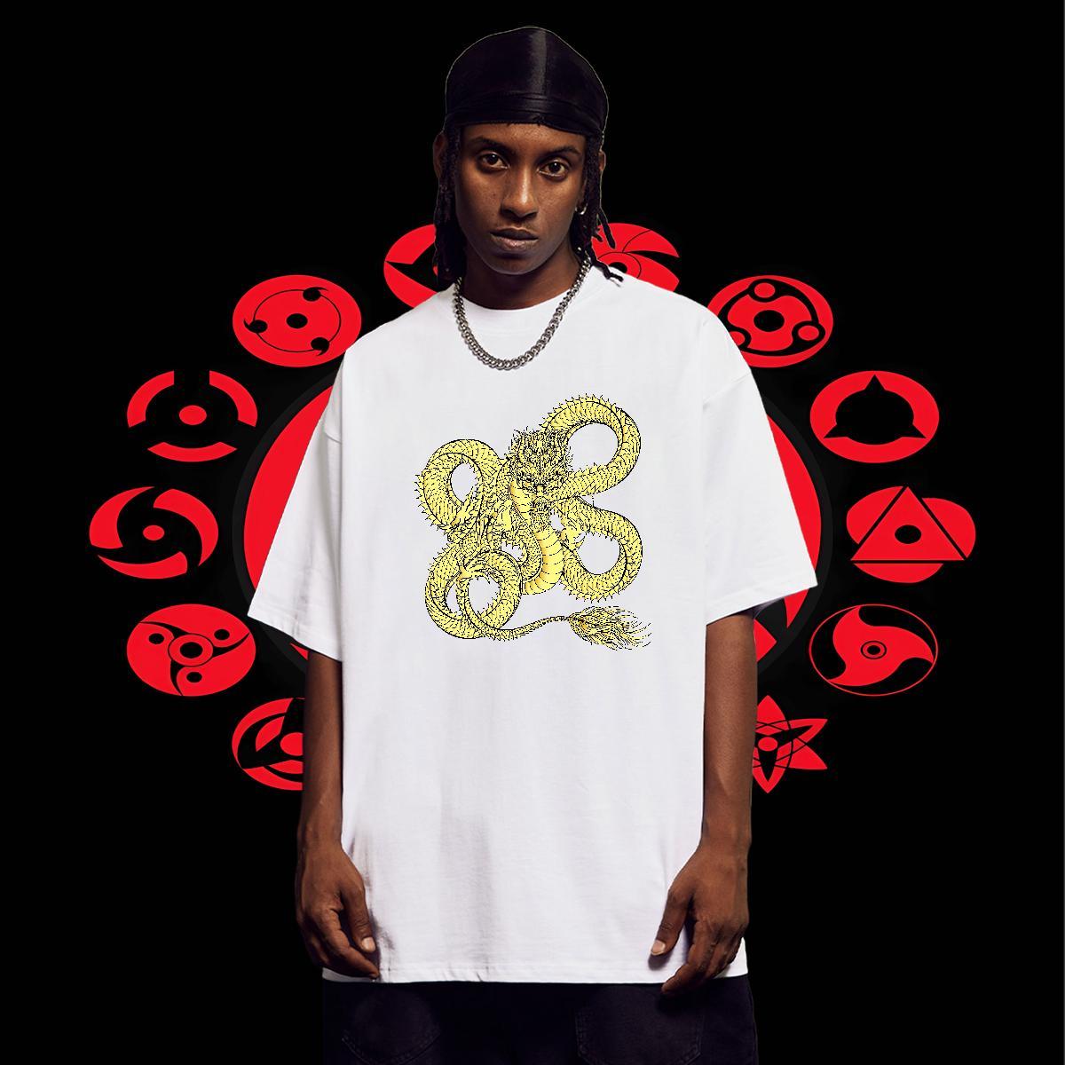 Comfortable Couples T Shirts Hip Hop Street 230g Cotton Cartoon Printing L-4XL Round Neck Short Sleeve dragon T shirt Brand Wear