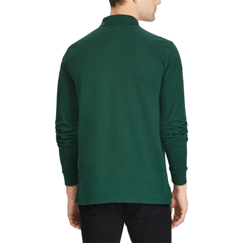 100% Cotton High Quality Mens Polo Shirts Solid Color Classic Casual Long Sleeve Polos Homme Fashion Men Clothing Lapel Tops 240819