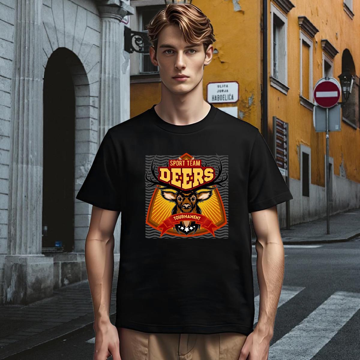 T-Shirts 230g Cotton deer Outdoor Breathable Short Sleeve Floral Print Tshirt for Man Woman Brand Classic Tees Shirts