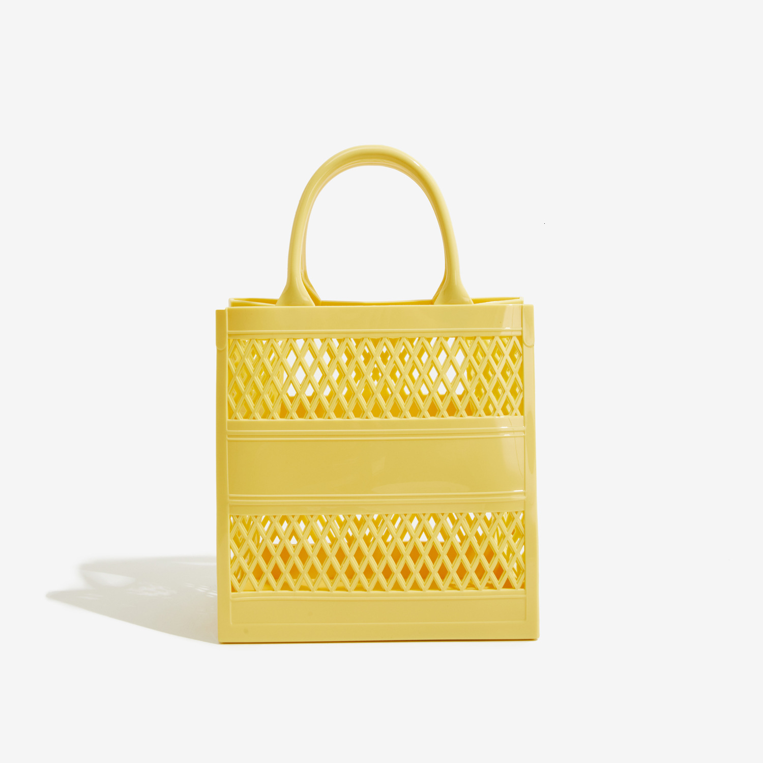 PVC Barbie Jelly Fashionable Versatile Soft Handle Vegetable Basket, Anti Dirty and Easy to Wash Summer Handheld Women's Bag