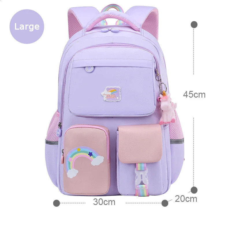 Korean fashion rainbow shoulder strap school bag for teenagers girls Childrens waterproof backpacks kids schoolbags mochilas 240819