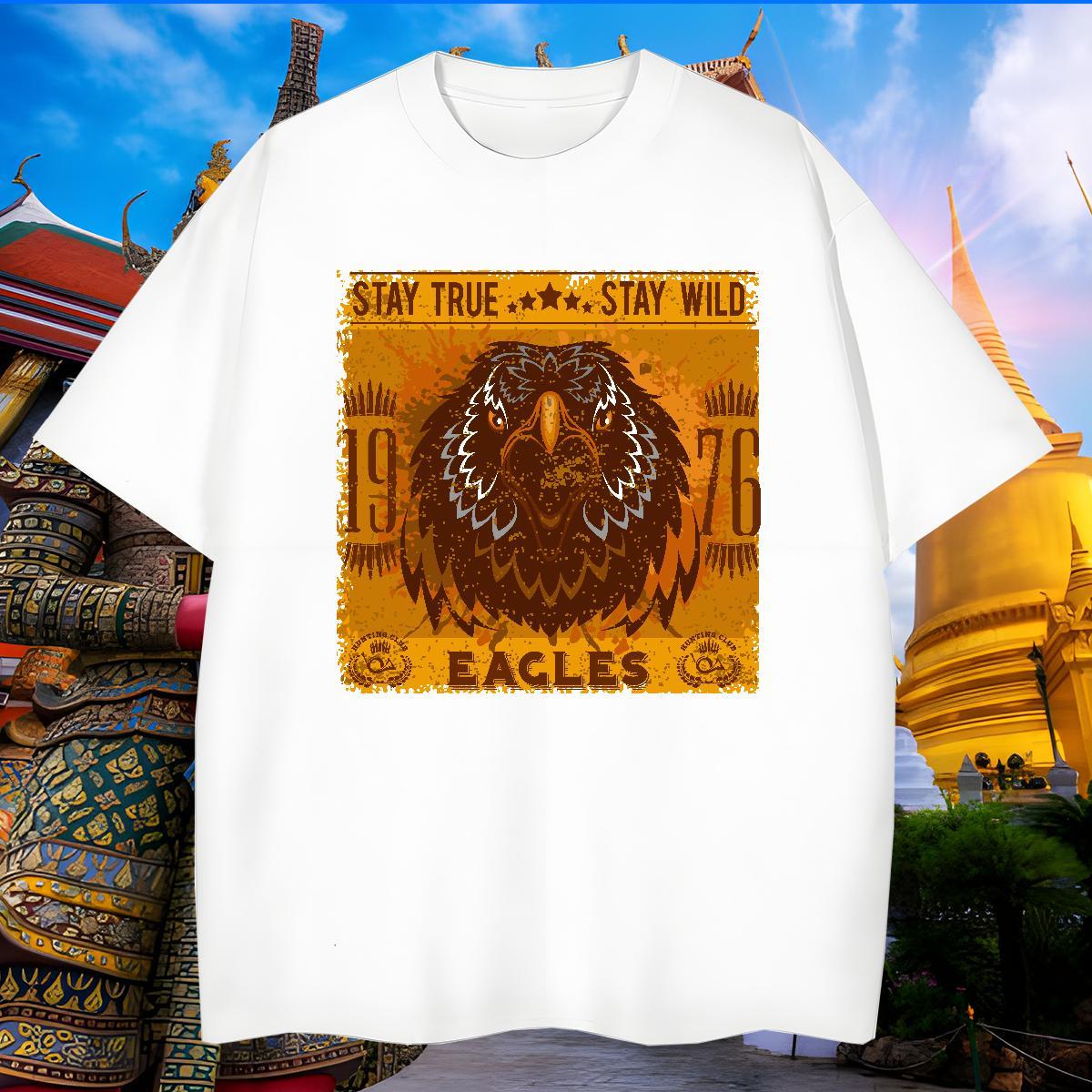Popular Mens T Shirts eagle Round Neck Short Sleeve Sports Casual Black White 230g 100% Cotton Men Tees Factory Direct Tops Shirt