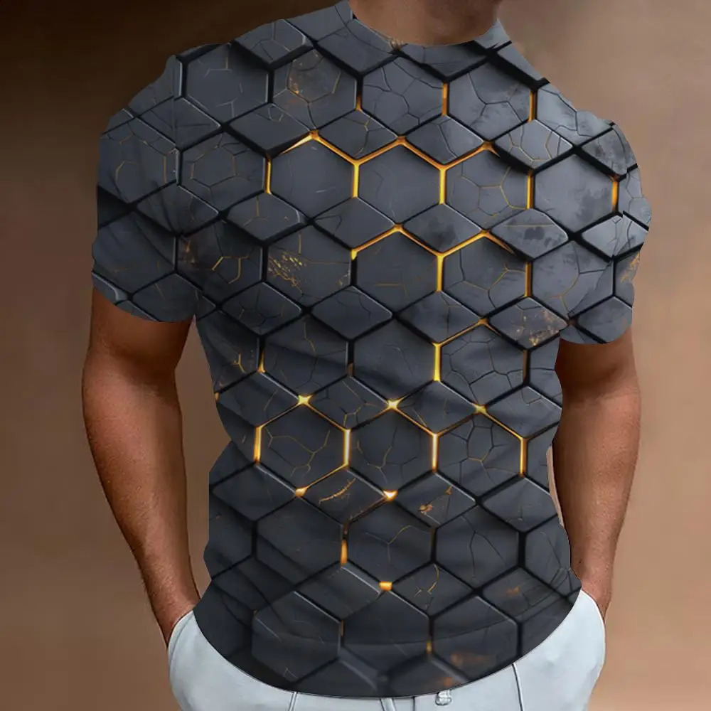 3d Broken Rock Print Mens TShirt Summer Casual Short Sleeved Top Fashion Sports Shirt Loose Oversized Tees For Men 2024 240820