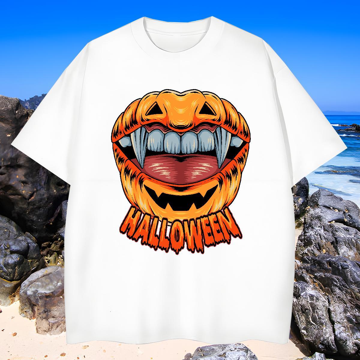 Brand T Shirts Men pumpkin Short Sleeve Soft High Street Hip Hop DIY Logo Oversized 100% Cotton 230g Tshirts 2024 Designer Top Tees