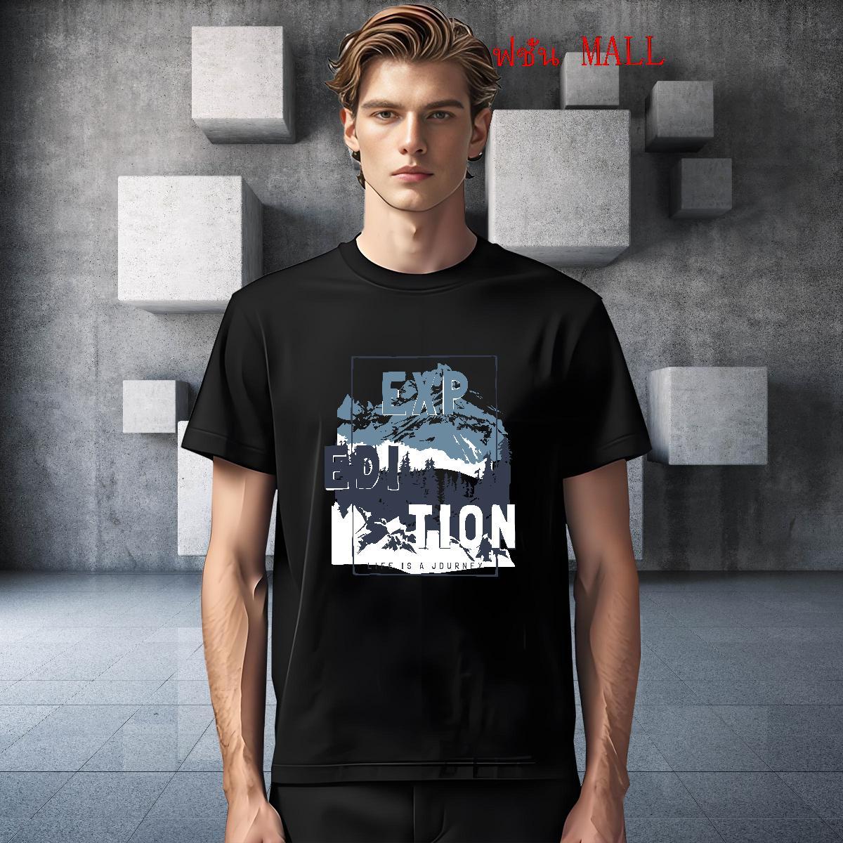 Classic mountains 230g Cotton Men Tops Tees Sports Casual Breathable Crew Neck T Shirt For Man Casual New Oversized Tshirts