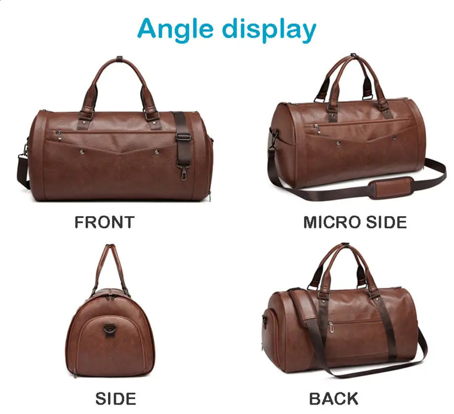 Leather foldable Duffle Bag Suit Travel Bag Waterproof Extra Large Weekend Bag Portable Flight Bag with Shoe for Men Women 240819