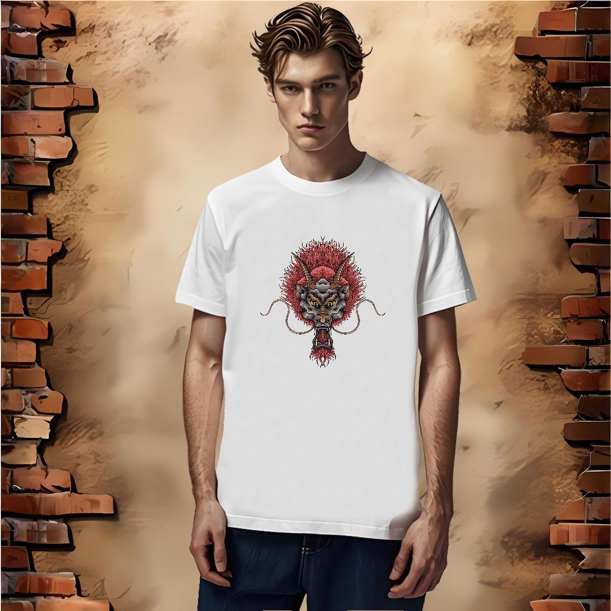 T Shirts Men 230g Pure Cotton dragon Sport Breathable Short Sleeve Skull Men Tees Customized Designer Tshirts