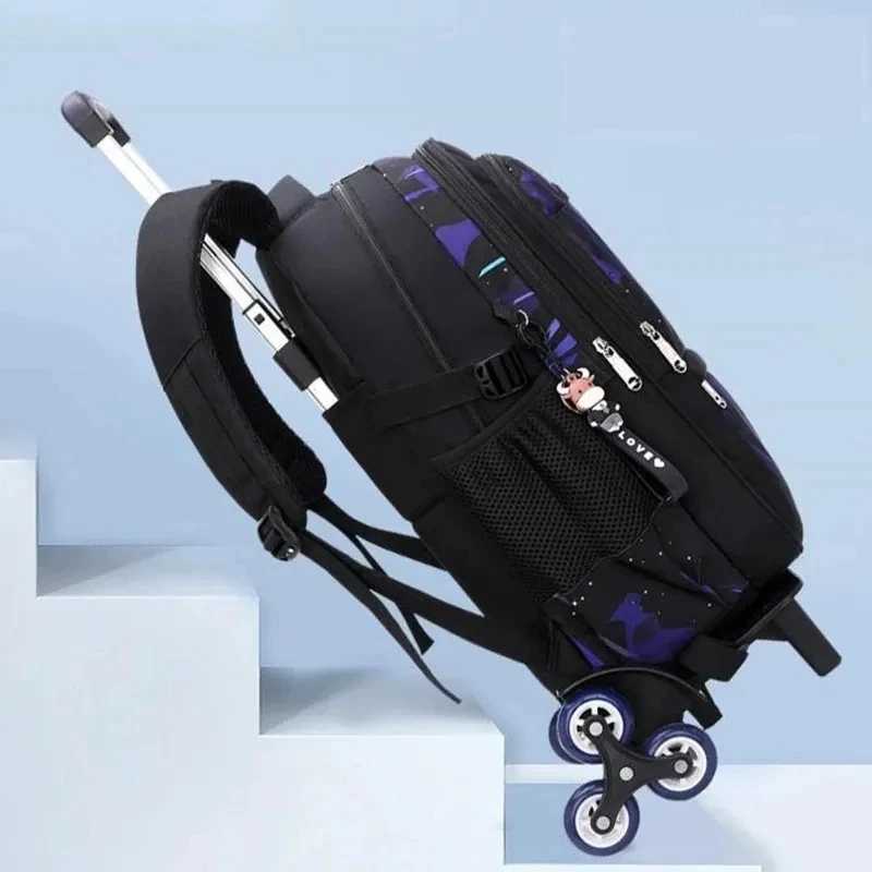 Children School Bags Kids Travel Rolling Luggage Bag Trolley School Backpack Teenager Boys Rucksack Wheeled Bag Bagkpack Mochila Y240820