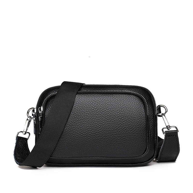 Genuine leather women's 2023 new trendy and fashionable multi-layer single shoulder crossbody bag, top layer cowhide small square bag