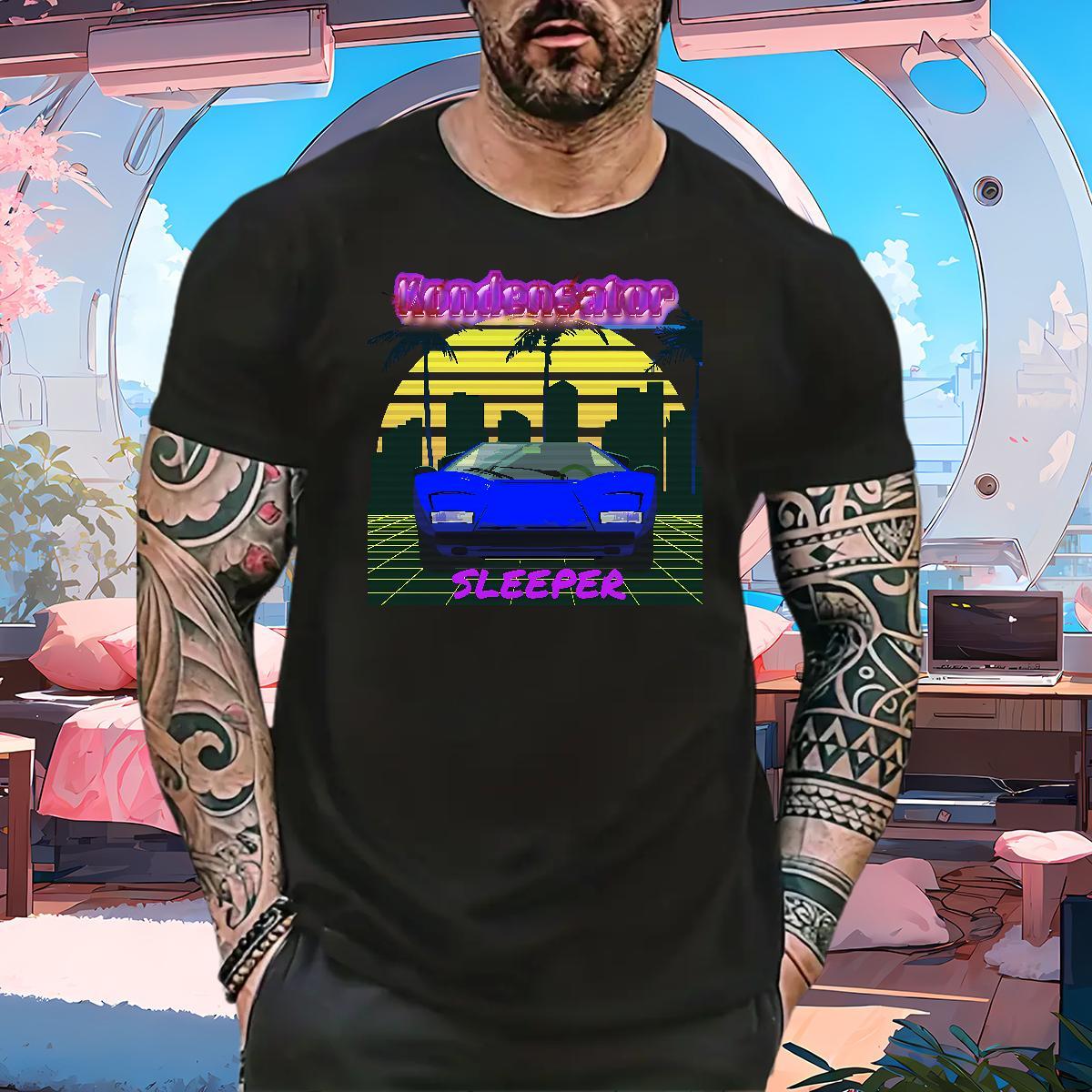 Designer car 230g 100% Cotton Mens Tshirts Home Outdoor Breathable Short Sleeve Mens T Shirts 2024 Summer Cartoon Printing L-4XL Tee Shirt