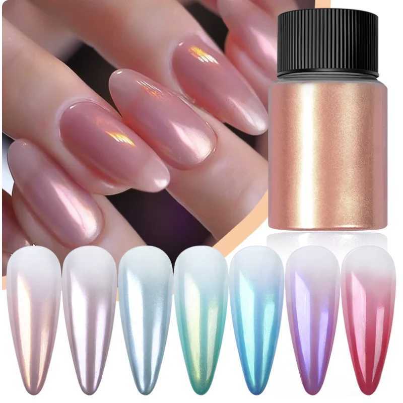 Cherry Pink Chrome Pearl Nail Powder Gradient Mirror Effect Nail Art Glitter Auroras Rubbing Dust Nail Art Manicure DecorXJ240815