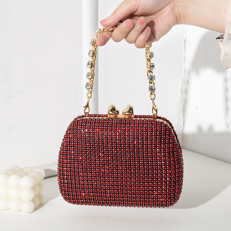 2024 new diamond studded fashionable and elegant banquet dress handmade rhinestone bag, shiny hand-held bag