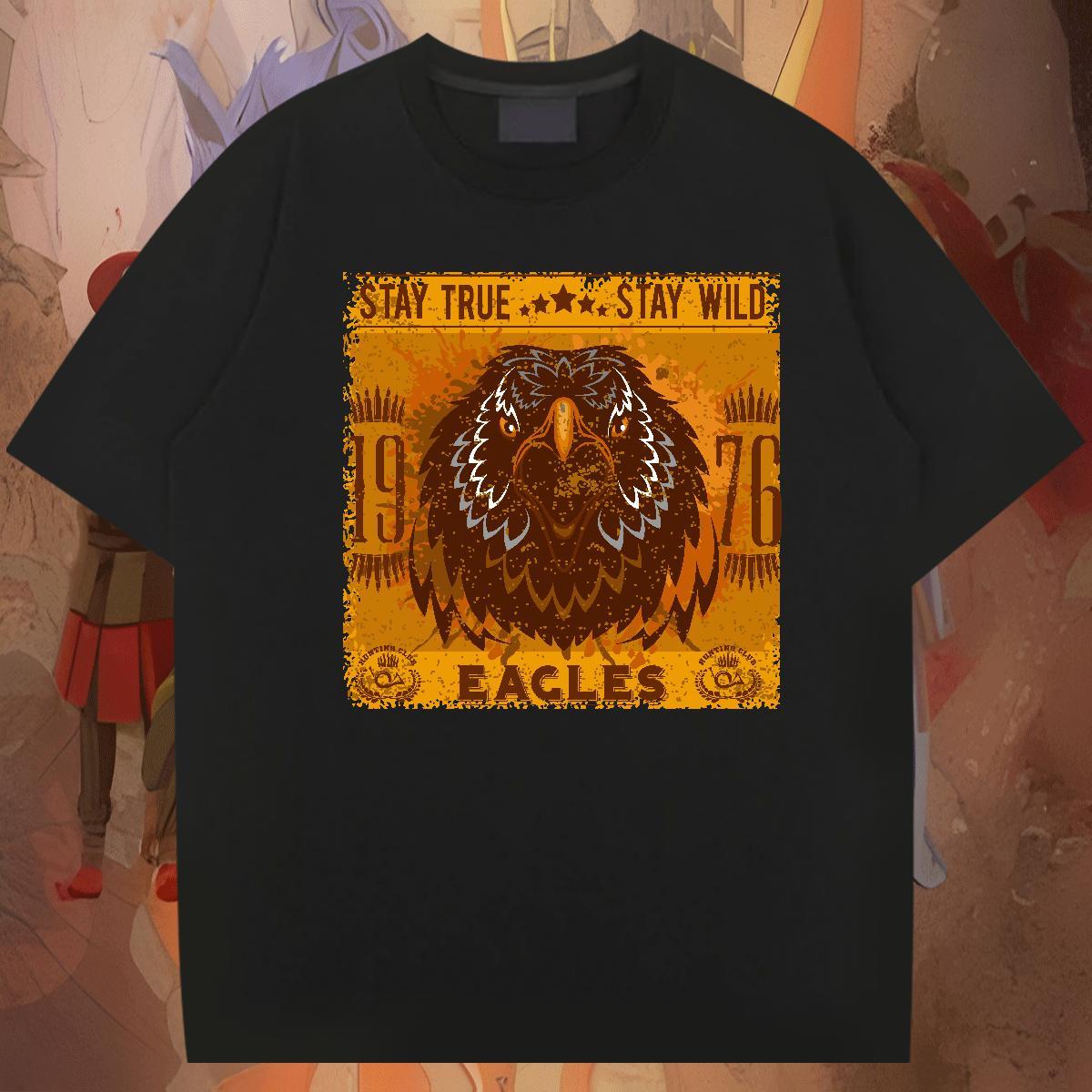 Loose Couples T Shirts Sports Casual 100% Cotton 230g Custom Anime Breathable Short Sleeve eagle T Shirts Men Fashion Designer Tops