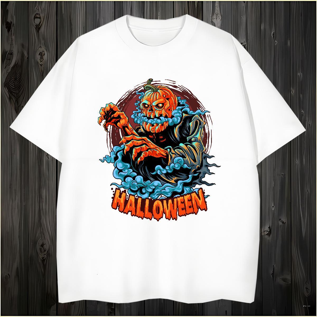 Soft Man T Shirts pumpkin O-Neck Short Sleeve Hip Hop Floral Print 230g Cotton Men Tees Customized Top Tees