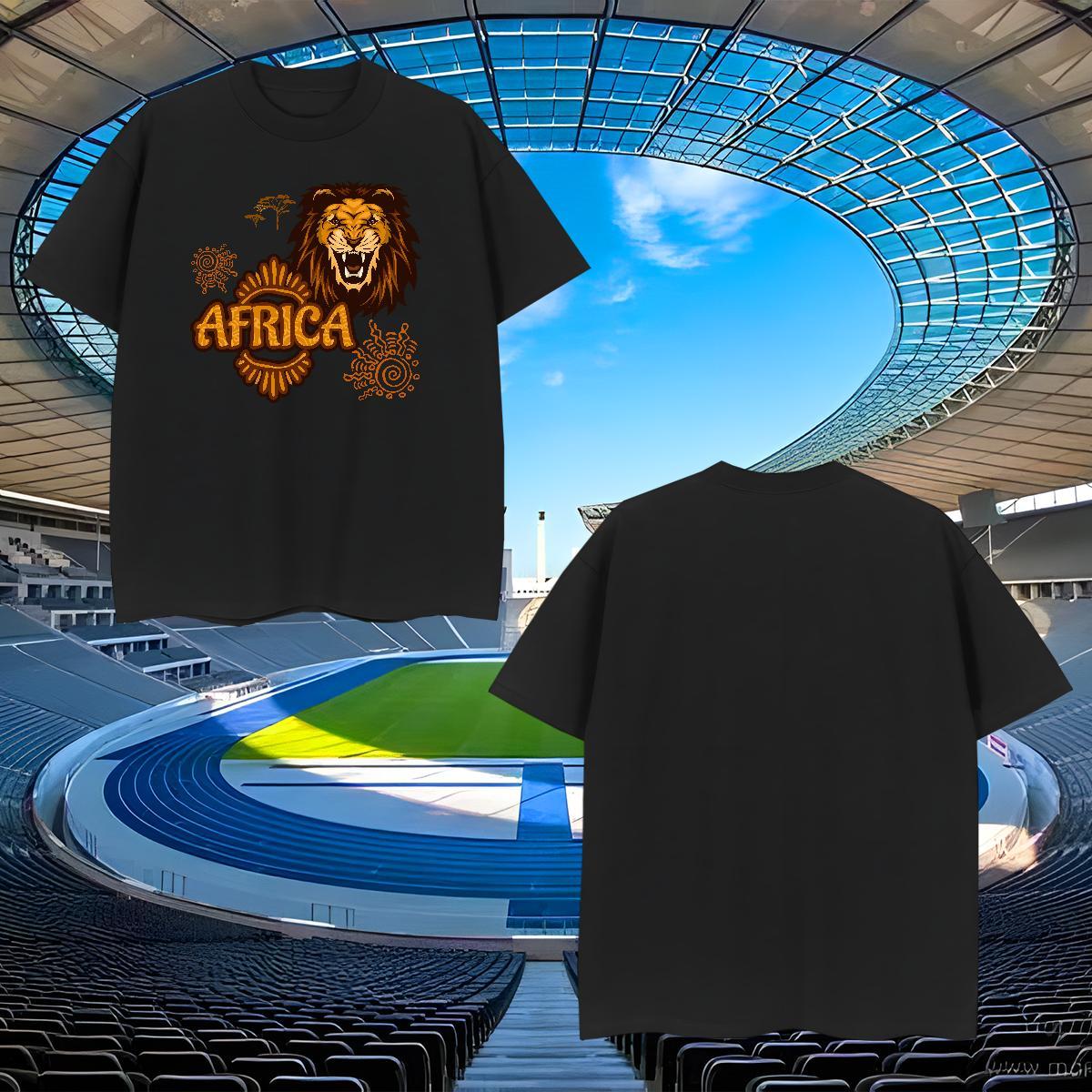 Brand T Shirt For Man Africa lion Crew Neck Breathable Summer Casual Asian Size 230g 100% Cotton Men Clothes T-Shirt Designer Clothings