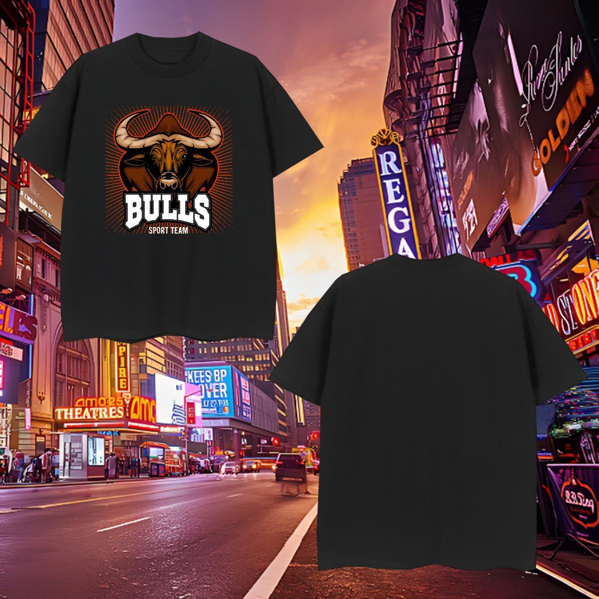 Unisex T Shirts Men bull Breathable Soft Beach Cartoon Print 100% Cotton 230g Tshirt for Man Woman Designer Fashion Top Tees