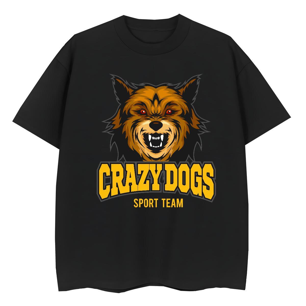Designer T-Shirts crazy dog Breathable Short Sleeve Outdoor DIY Anime 230g 100% Cotton Tshirts New Tee Shirt