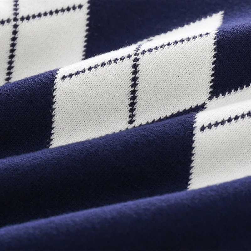 2024 Autumn Childrens Boys Sweater Cotton Collar Long Sleeve Baby Boys Zipper Comparison Argyle Versatile Childrens Boys Top W240820