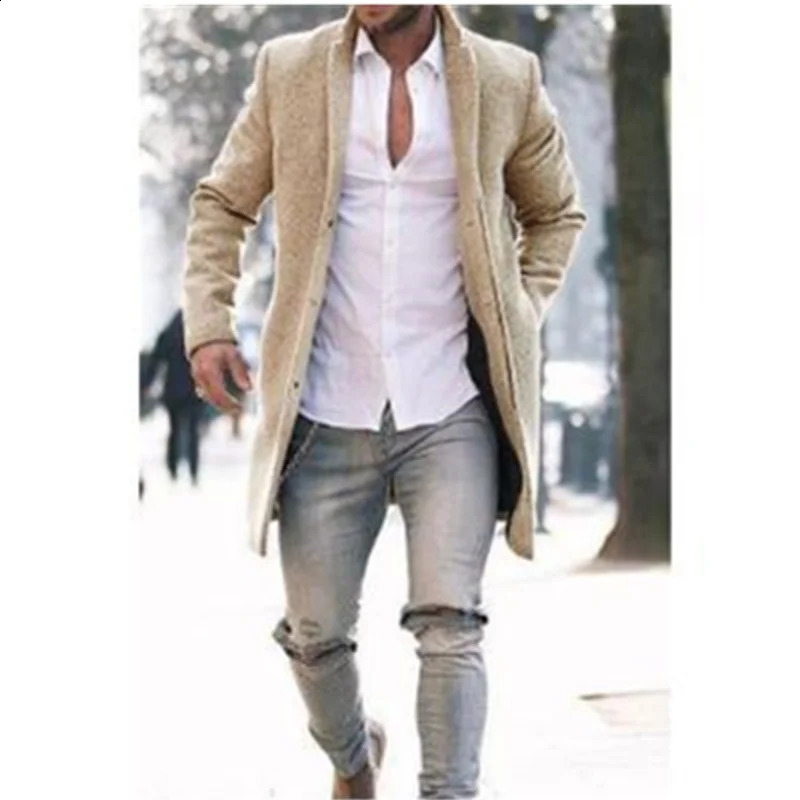 MRMT Mens Windproof Coat Fashion Business Medium length Womens Wool 240819