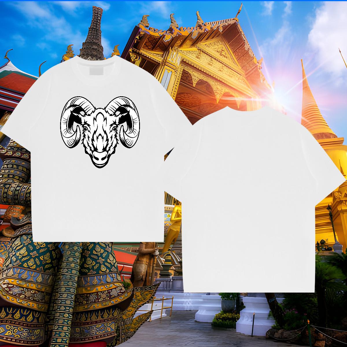 Unisex Mens T Shirts sheep Crew Neck Hip Hop Street Plus Size Cartoon 230g 100% Cotton Couples T Shirts Brand Clothes